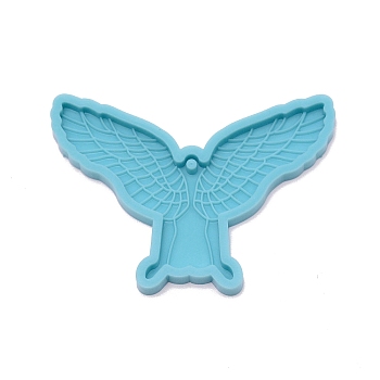 DIY Silicone Jewelry Molds, Resin Casting Molds, for UV Resin & Epoxy Resin Jewelry Making, Wing, Deep Sky Blue, 54x74.5x5.5mm, Hole: 2.6mm, Inner Diameter: 29.5x69mm