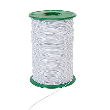 Round Elastic Cord, with Polyester Outside and Rubber Inside, White, 0.5mm, about 380~400m/roll