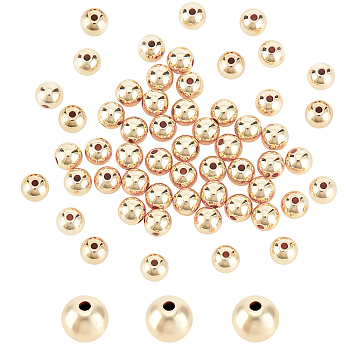 Elite Brass Beads, Long-Lasting Plated, Round, Golden, 8x7mm, Hole: 2mm, 50pcs/box