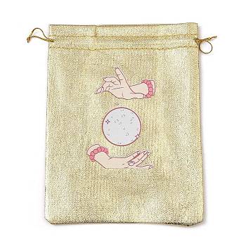 Rectangle Polyester Bags with Nylon Cord, Drawstring Pouches, for Gift Wrapping, Gold, Moon, 177~182x127~135x1mm
