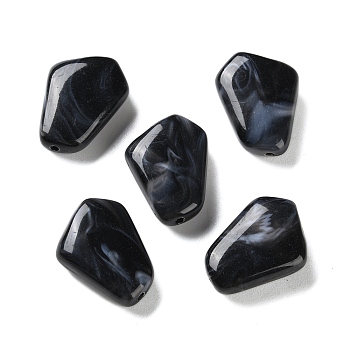 Opaque Acrylic Beads, Two Tone, Nuggets, Black, 24.5x17x7.5mm, Hole: 1.5mm, about 234pcs/500g