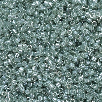 MIYUKI Delica Beads, Cylinder, Japanese Seed Beads, 11/0, (DB1484) Transparent Light Moss Green Luster, 1.3x1.6mm, Hole: 0.8mm, about 2000pcs/10g