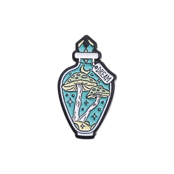 Black Alloy Brooches, Enamel Pins, Bottle, Turquoise, 30x17mm