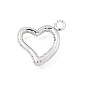 Valentine's Day 304 Stainless Steel Charms, Heart Charms, Stainless Steel Color, 14.5x14x2mm, Hole: 2mm
