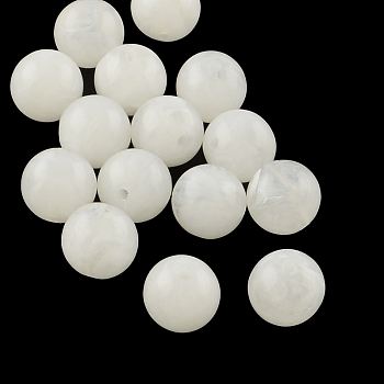 Round Imitation Gemstone Acrylic Beads, White, 6mm, Hole: 1.5mm, about 4100pcs/500g
