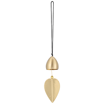 Brass Bell Pendants, Teardrop, Golden, 360mm, bell: 46x43.5mm