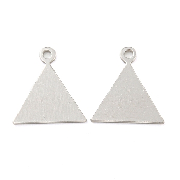 925 Sterling Silver Triangle Charms, with 925 Stamp, Real Platinum Plated, 11x10x0.5mm, Hole: 1mm