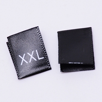 Kid's Size Label, Woven Crafting Craft Cotton Labels, for Clothing Sewing, XXL, Black, 35x13x0.1mm, about 200pcs/bag