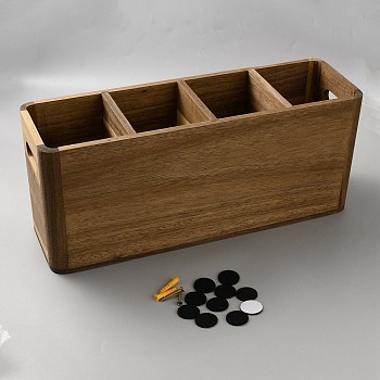 Wood Wall-mounted Tableware Classification Box, Rectangle, BurlyWood, 400x120x170mm