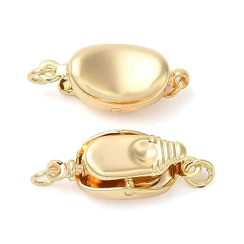 Brass Box Clasps, 1-Strand, 2-Hole, Oval, Nickel Free, Real 18K Gold Plated, 7.8x17x5.7mm, Hole: 1mm