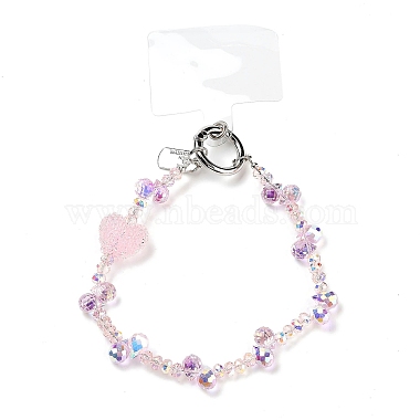 Misty Rose Heart Glass Mobile Straps