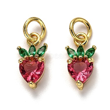 Real 18K Gold Plated Cerise Fruit Brass+Cubic Zirconia Charms