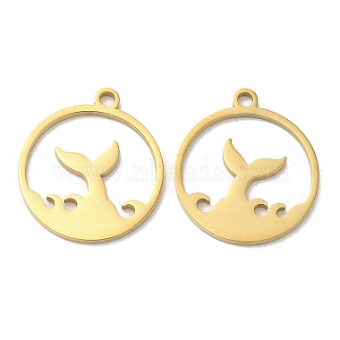 Real 18K Gold Plated Flat Round 304 Stainless Steel Pendants