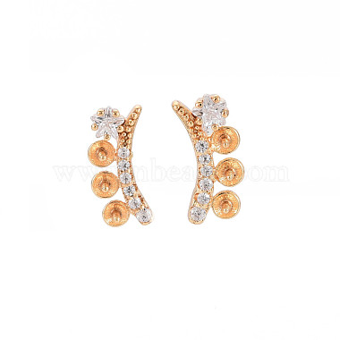 Real 18K Gold Plated Clear Others Brass+Cubic Zirconia Stud Earring Findings