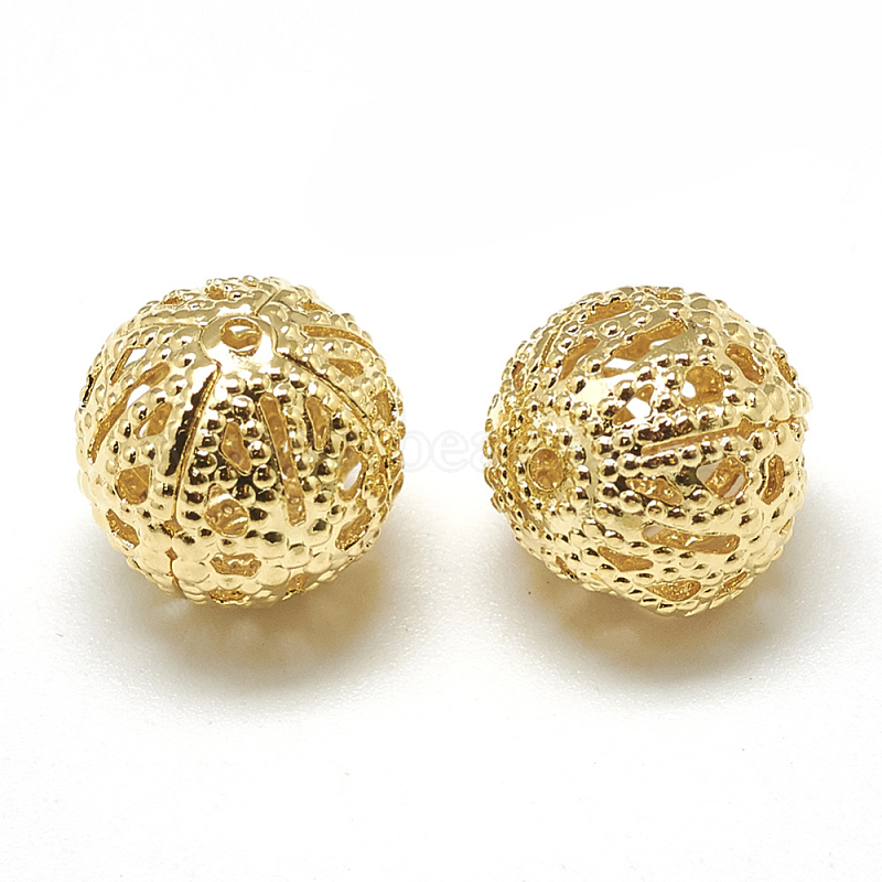 Brass Filigree Beads, Filigree Ball, Round, Real 18K Gold Plated, 10mm ...