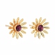 Brown Cubic Zirconia Sunflower Stud Earrings(EJEW-I265-12G)-1