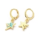 Star & Moon Real 18K Gold Plated Brass Dangle Leverback Earrings(EJEW-L268-032G-04)-2