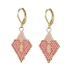 Glass Seed Braided Rhombus with Heart Dangle Leverback Earrings(EJEW-MZ00030-01)-1