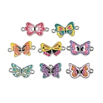 Alloy Enamel Connector Charms, Butterfly Links, Mixed Color, 13.5x24x1.5mm, Hole: 1.6mm, about 10pcs/set(AL-CBA0DA2-03P)