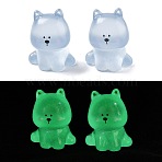 Luminous Resin Cute Little Dog Ornaments, Glow in the Dark, Micro Landscape Decoration, Light Sky Blue, 28x23x21.5mm(RESI-R459-02A)