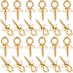 60Pcs 304 Stainless Steel Screw Cup Pearl Peg Bails Pin Pendants, For Half Drilled Beads, Golden, 10.5x5mm, Hole: 2mm, Pin: 1.3mm(STAS-SC0005-89)