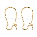 Brass Hoop Earring Findings, Kidney Ear Wire, Long-Lasting Plated, Real 18K Gold Plated, 19x9x4mm, Pin: 0.7mm(KK-F824-009G)