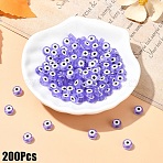 200Pcs Transparent Acrylic Beads, Flat Round with Evil Eye Pattern, Medium Purple, 7x4mm, Hole: 1.5mm(TACR-YW0002-08K)