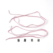 Polyester Shoelaces, with Alloy Buckles, Flat, Rosy Brown, 16~1000x6~10x1mm, 6pcs/set(DIY-WH0225-79A)