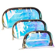 3Pcs 3 Style Laser Portable TPU Transparent Waterpoof Makeup Storage Bag, Multi-functional Wash Bag, with Pull Chain, Clear AB, 18.5~24.8x7.5~8.4x9~10.5cm, 1pc/style(MRMJ-CP0001-16)