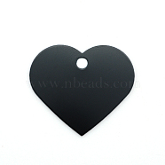 Colored Aluminum Pendants, Laser Cut, Double Sided Dog Pet Name Phone Number ID Tag Charm, Heart, Black, 33x37.6x1mm, Hole: 4mm(ALUM-S018-JA636-4)