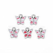 Platinum Alloy Charms, with Enamel, Cadmium Free & Lead Free, Butterfly, Red, 9x9x2mm, Hole: 1.4mm(PALLOY-T081-03-RS)