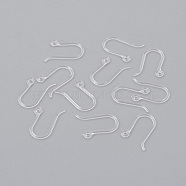 Resin Earring Hooks, Ear Wire, with Horizontal Loop, Clear, 12x9mm, Hole: 0.8mm, 24 Gauge, Pin: 0.5mm(RESI-J021-10B)