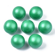 Painted Natural Wood Beads, Pearlized, No Hole/Undrilled, Round, Medium Sea Green, 15mm(WOOD-S057-071E)