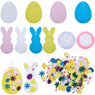 Easter Theme Foam Pendant Decorations, Self-adhesion, with Ribbon & Confetti, Egg & Rabbit, Mixed Color, 30~160x24~106x2mm(HJEW-WH0043-60)