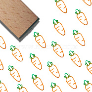 Square Wooden Stamps, with Rubber, for DIY Scrapbooking, Carrot, 40x15x15mm(DIY-WH0546-002)