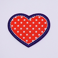 Computerized Embroidery Cloth Iron on/Sew on Patches, Costume Accessories, Appliques, Heart with Dot, Red, 37x43x1mm(DIY-TAC0008-07)