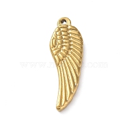 Ion Plating(IP) 304 Stainless Steel Pendants, Wing Charm, Golden, 26.5x9x3mm, Hole: 1mm(STAS-P324-13G)