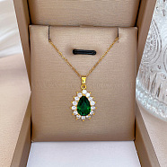 925 Silver Gemstone Necklace with Delicate Diamond Pendant - Elegant, Dainty, Collarbone Jewelry.(ST8942583)