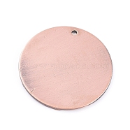 Brass Pendants, Flat Round, Brushed Red Copper, 30x0.8mm, Hole: 1mm(KK-E719-01AB-30mm-R)