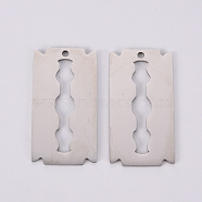 201 Stainless Steel Pendants, Laser Cut, Blade, Stainless Steel Color, 34.5x18.5x1mm, Hole: 1.8mm(STAS-Q239-006)