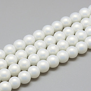 Glass Pearl Beads Strands, Baking Painted, Pearlized Style, Dyed, Round, Creamy White, 8~8.5mm, Hole: 1.5mm, about 100~105pcs/strand, 31.8 inch(X-DGLA-S115-8mm-K41)