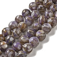 Freshwater Shell Beads Strands, with Resin, Round, Dyed, Lilac, 8mm, Hole: 1mm, about 47~48pcs/strand, 15.55~15.75 inch(39.5~40cm)(BSHE-L039-08B-10)