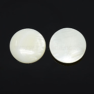 Half Round/Dome Freshwater Shell Cabochon, White, 20x3~4mm(PBB236Y)