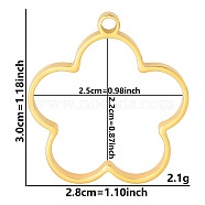 Stainless Steel Open Back Bezel Pendants, For DIY UV Resin, Epoxy Resin, Pressed Flower Jewelry, Golden, Flower, 30x28x3mm, Hole: 2.2mm(PW-WGB5BE7-25)