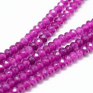 Natural White Jade Bead Strands, Dyed, Faceted, Rondelle, Dark Violet, 4~5x3mm, Hole: 0.5mm, about 115~120pcs/strand, 13.39~13.98 inch(34~35.5cm)(G-R343-2x4-24)