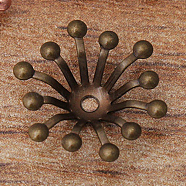 Brass Bead Caps, Hair Stick Accessories, Flower, Antique Bronze, 13mm(OHAR-PW0003-121E)