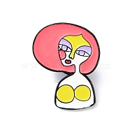 Zinc Alloy Brooches, Enamel Pins, for Backpack Cloth, Abstract Face, Hot Pink, 30x23x1.5mm(JEWB-O012-02C)