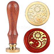 Wax Seal Stamp Set, Sealing Wax Stamp Solid Brass Heads with Wood Handles, for Envelopes Invitations, Gift Card, Yin-yang, 83x22mm, Stamps: 25x14.5mm(AJEW-WH0208-1496)