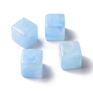 Opaque Acrylic Beads, Glitter Beads, Cube, Light Sky Blue, 13x13.5x13.5mm, Hole: 3mm, 180pcs/500g(OACR-E014-18A)