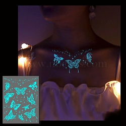 Luminous Removable Temporary Water Proof Tattoos Paper Stickers, Glow in the Dark Stickers, Butterfly, 15.8x12cm(PW-WG10232-09)